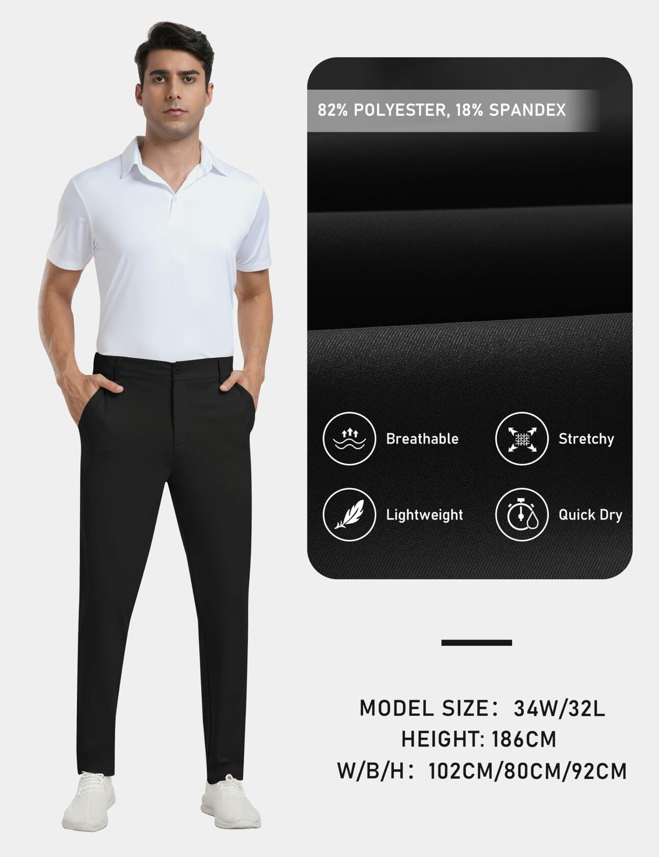 MoFiz Men’s Stretch Golf Pants – Light Khaki product image 5