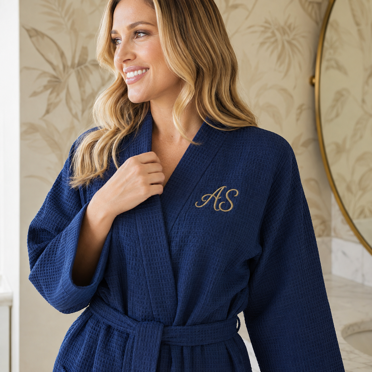 Women’s Knee-Length Waffle Spa Robe
