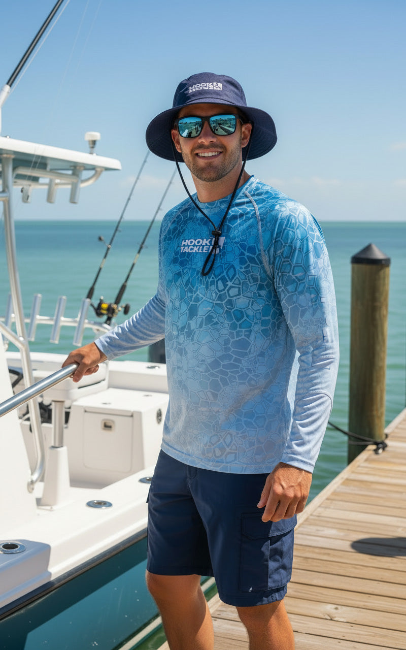 Men’s Marlin Hex Long-Sleeve UV Fishing Shirt