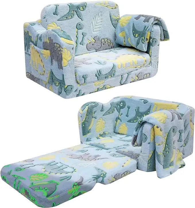 Kids Fold-Out Sofa with Blanket – 9 Styles
