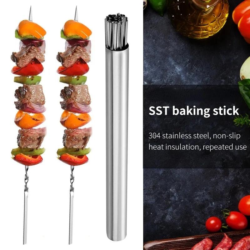 Reusable Stainless-Steel BBQ Skewers with Storage Tube