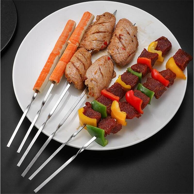 Reusable Stainless-Steel BBQ Skewers with Storage Tube