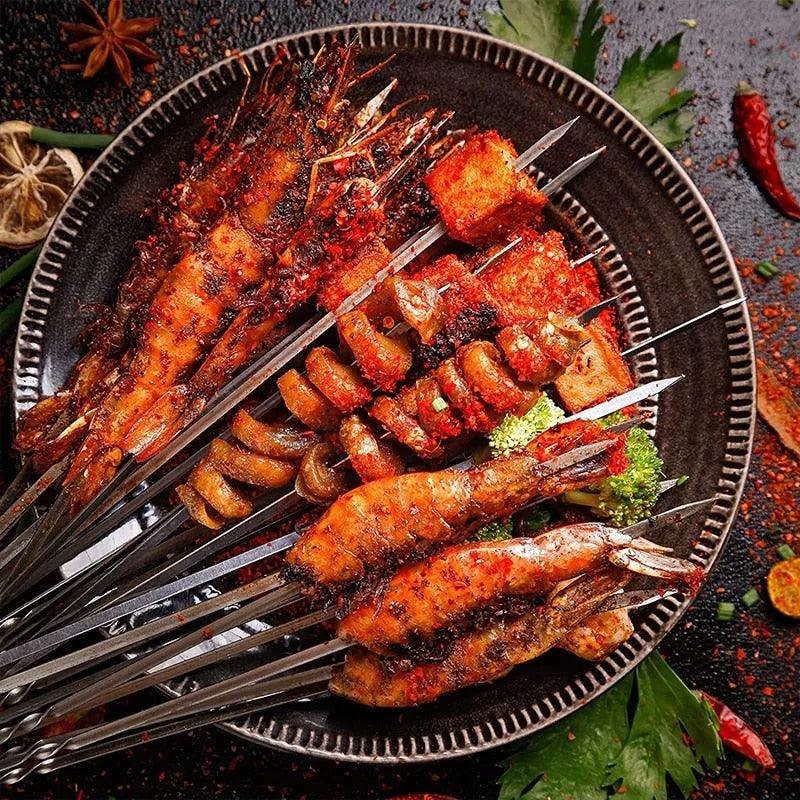Reusable Stainless-Steel BBQ Skewers with Storage Tube