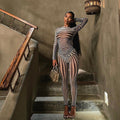 Women’s Striped Mesh Two-Piece Pant Set